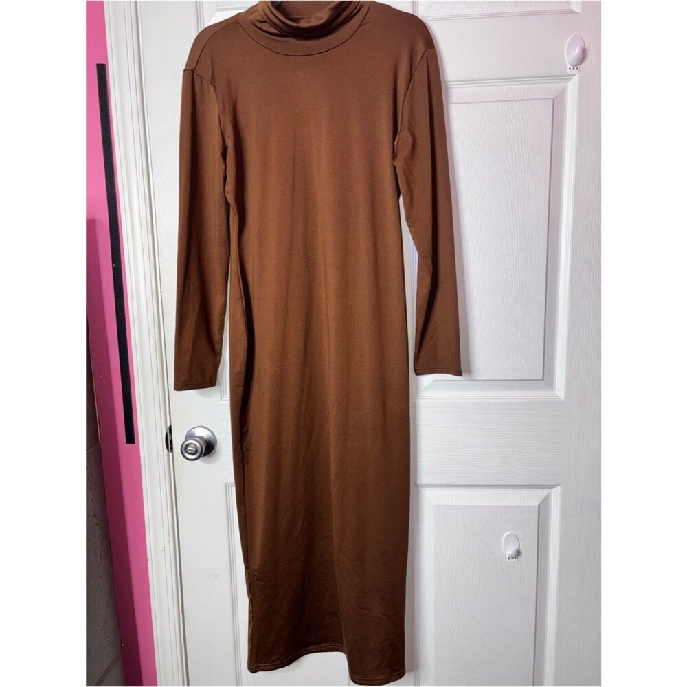 None brand- brown body-con dress